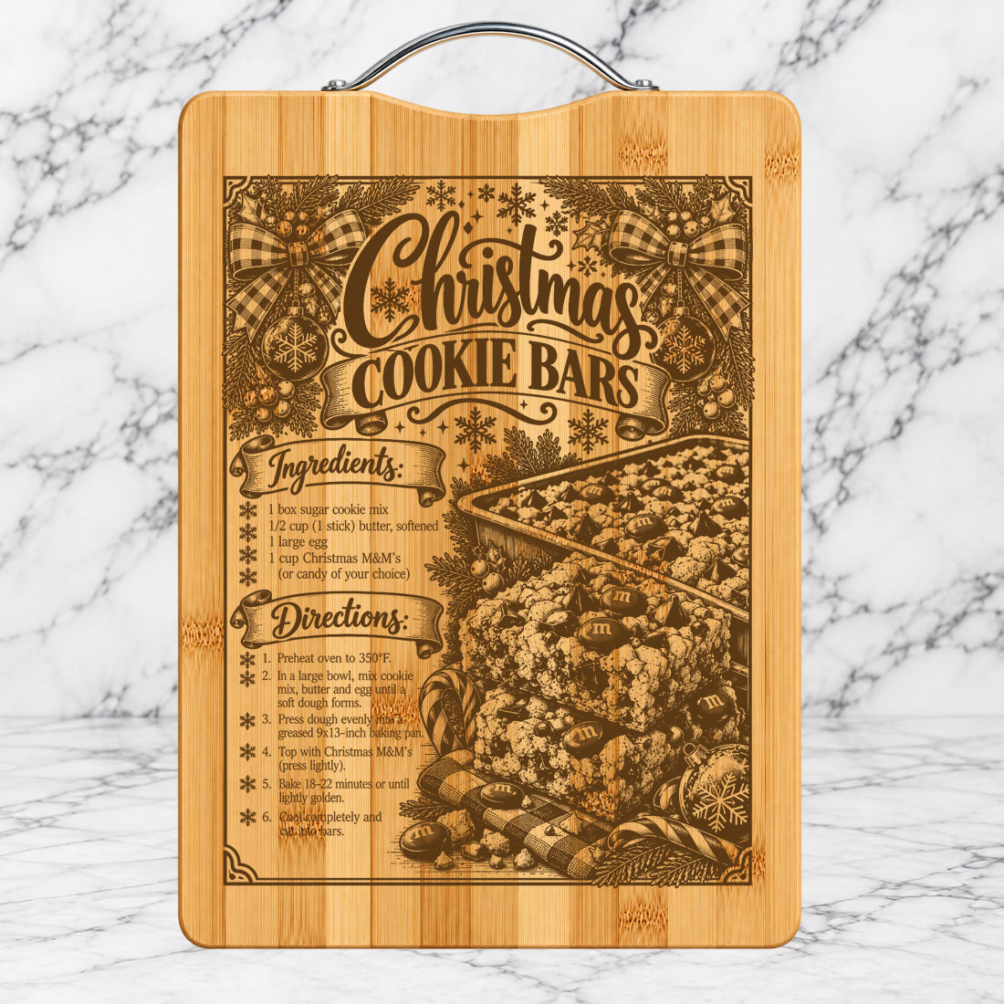 Christmas Cookie Bar Recipe Cutting Board