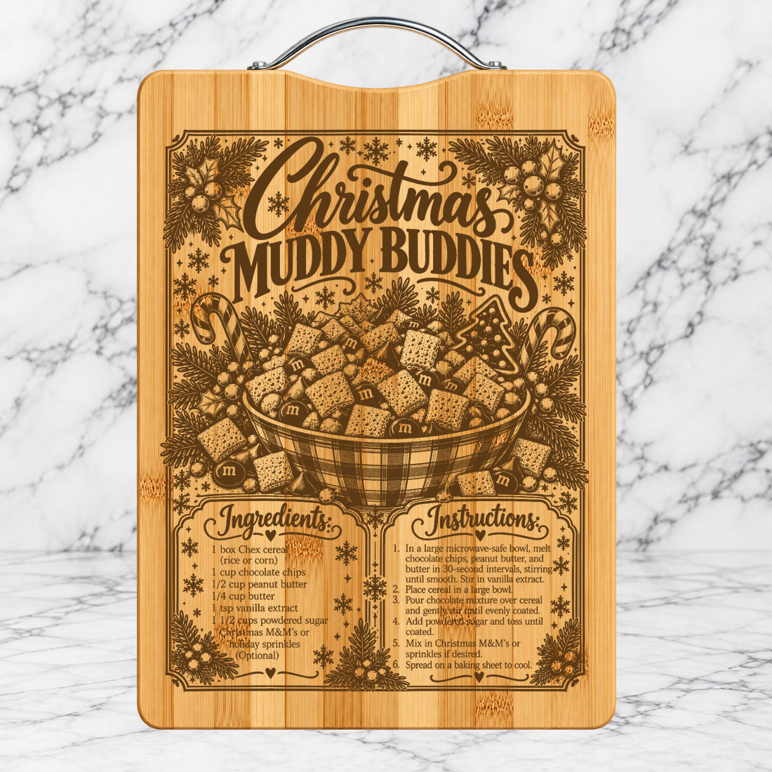 Christmas Muddy Buddies Recipe Cutting Board