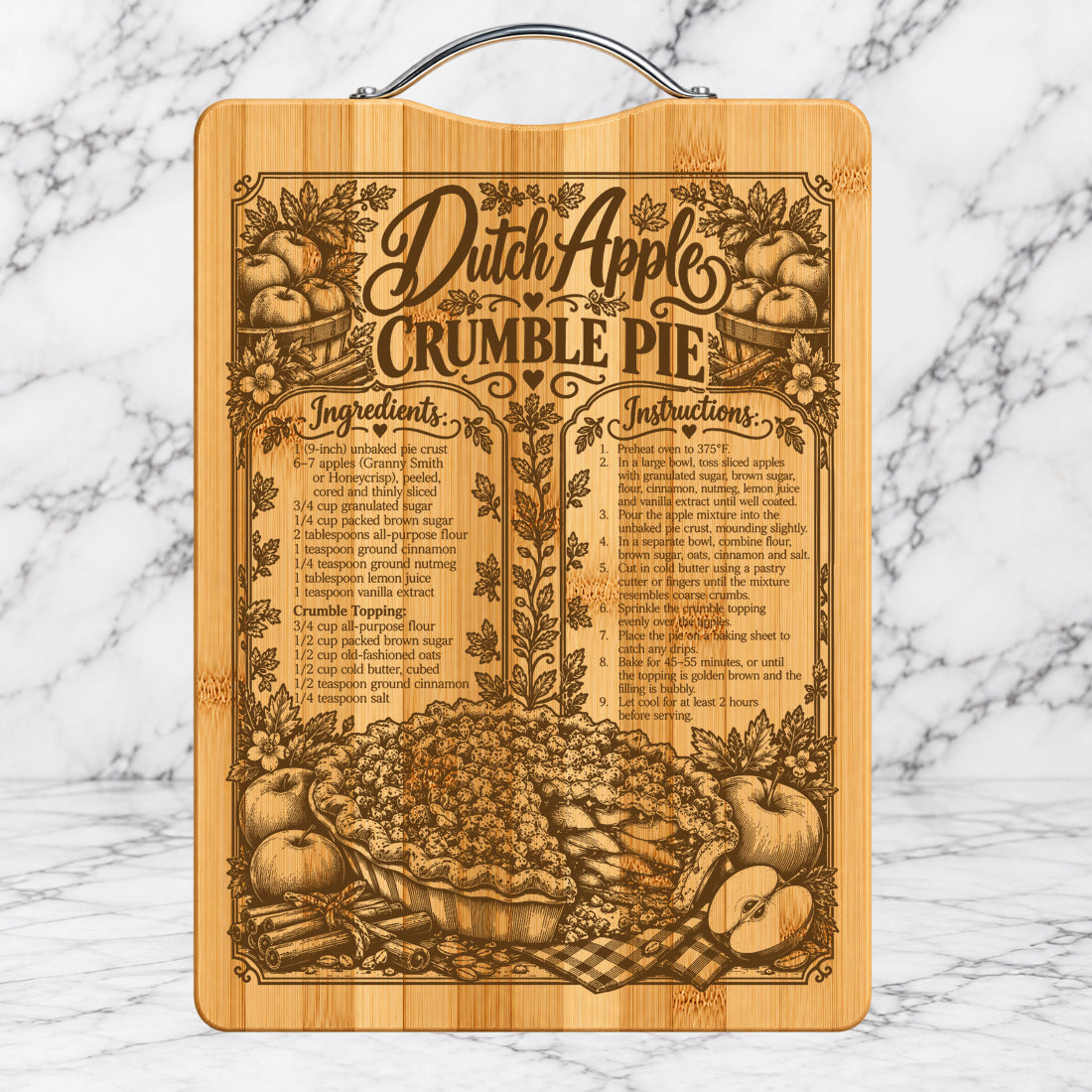 Dutch Apple Crumble Pie Recipe Cutting Board