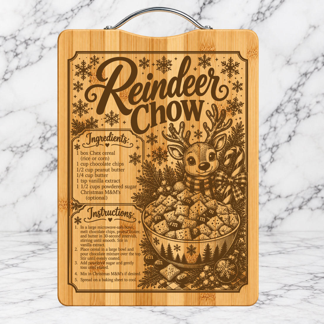 Christmas Reindeer Chow Recipe Cutting Board