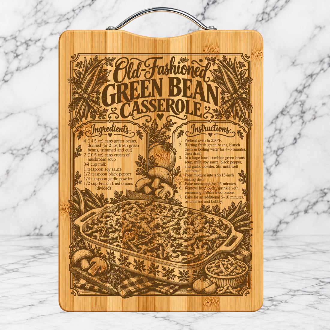 Old Fashioned Green Bean Casserole Recipe Cutting Board