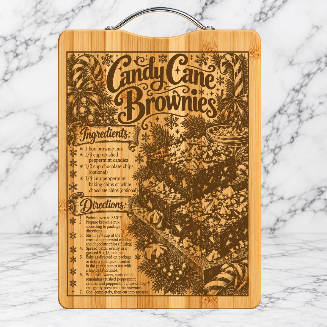 Christmas Candy Cane Brownies Recipe Cutting Board