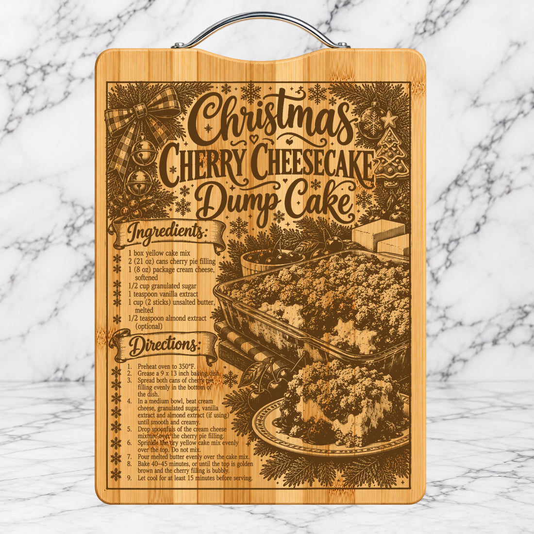 Christmas Cherry Cheesecake Dump Cake Recipe Cutting Board
