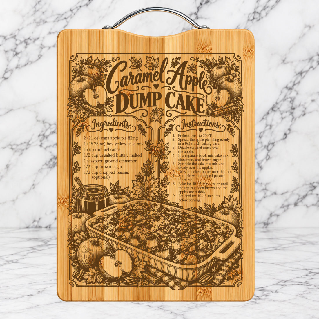 Caramel Apple Dump Cake Recipe Cutting Board