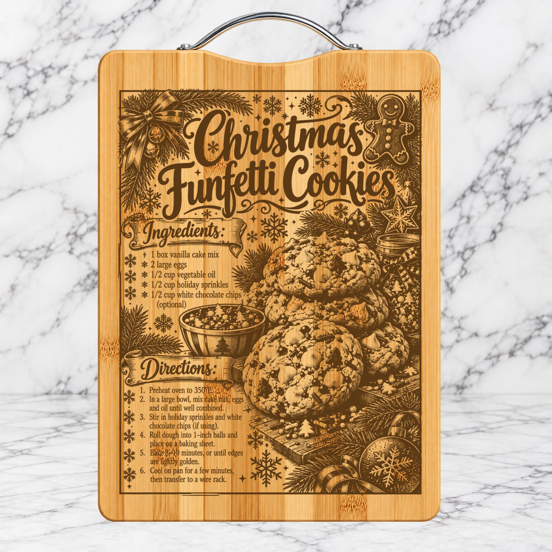 Christmas Funfetti Cookies Recipe Cutting Board