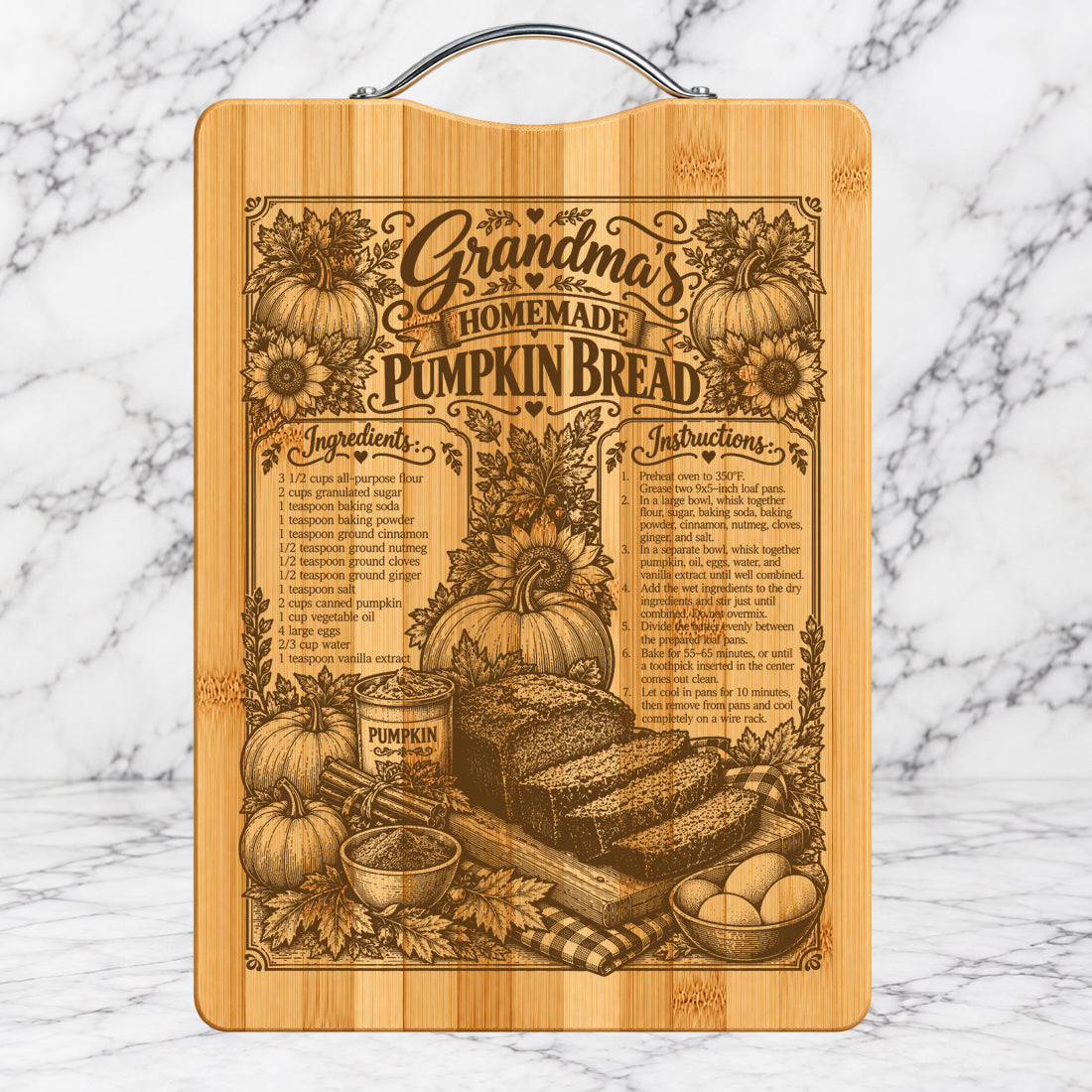 Grandma's Homemade Pumpkin Bread Recipe Cutting Board