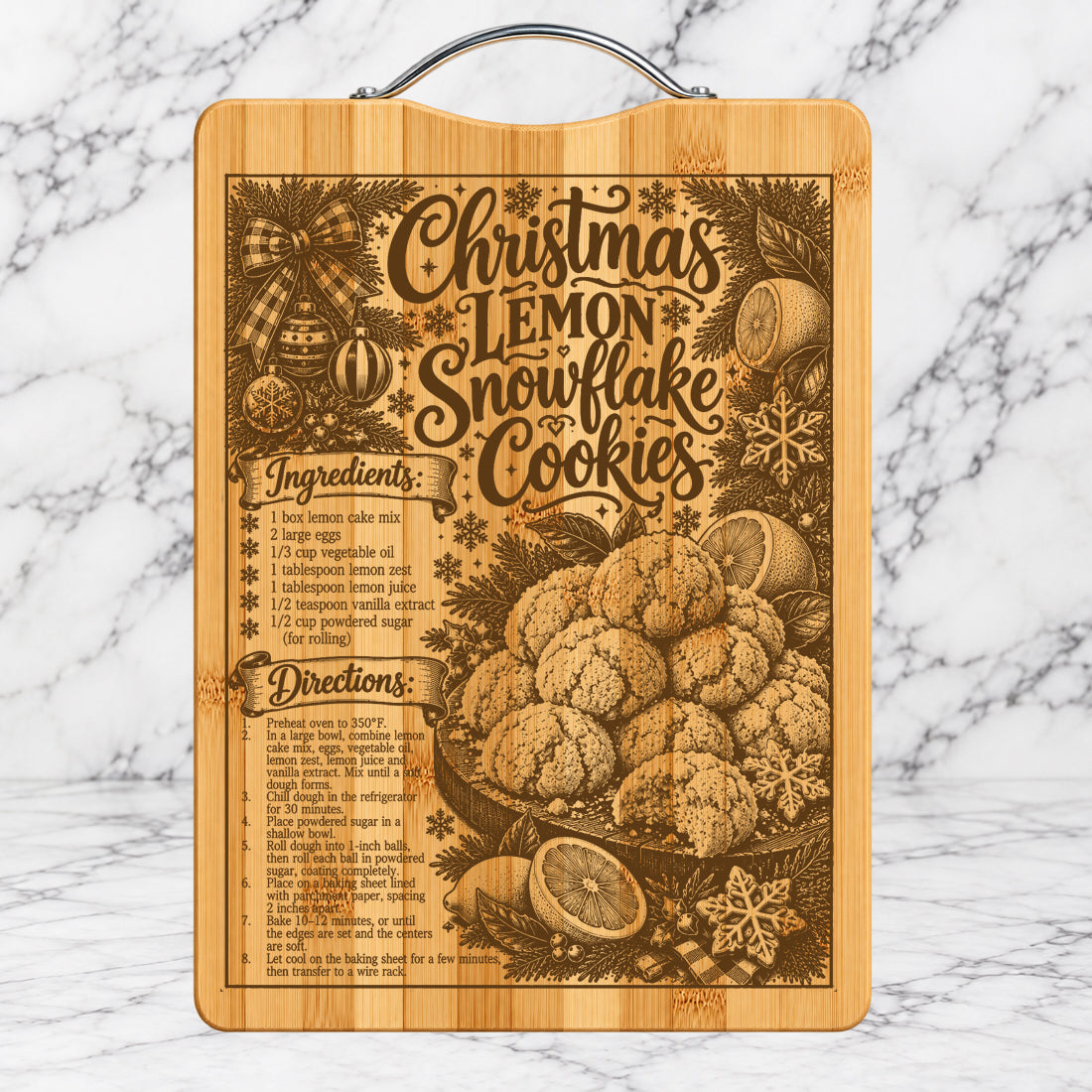 Christmas Lemon Snowflake Cookies Recipe Cutting Board