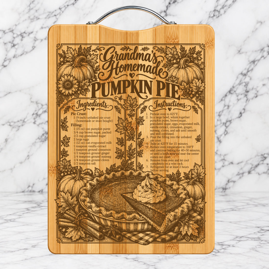 Grandma's Homemade Pumpkin Pie Recipe Cutting Board