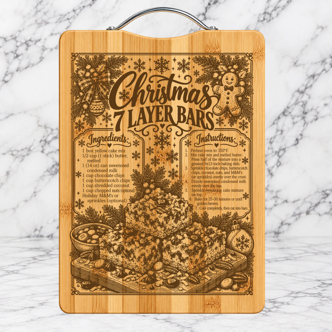 Christmas 7 Layer Bars Recipe Cutting Board