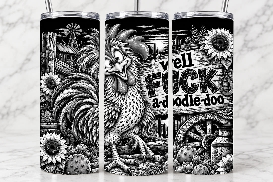 Well FUCK-a-doodle-do 20oz Laser Engraved Tumbler