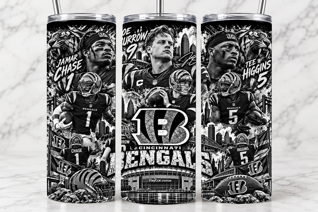 Cincinnati Bengals 20oz Laser Engraved Tumbler
