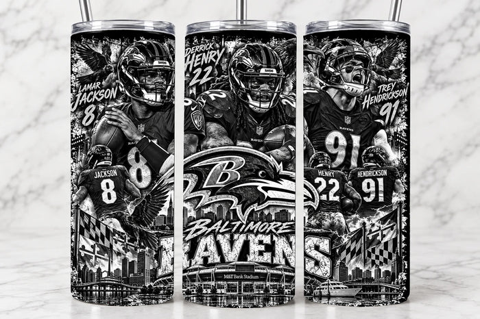 Baltimore Ravens 20oz Laser Engraved Tumbler