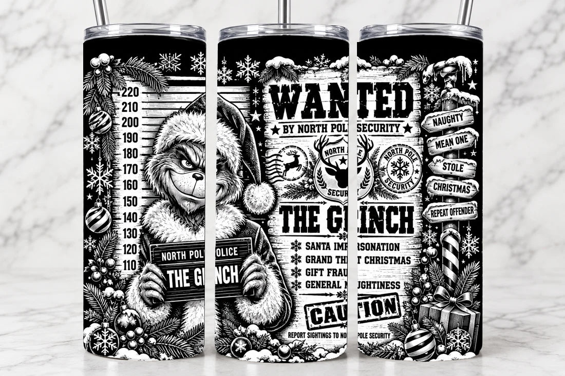 Wanted: The Grinch 20oz Laser Engraved Tumbler