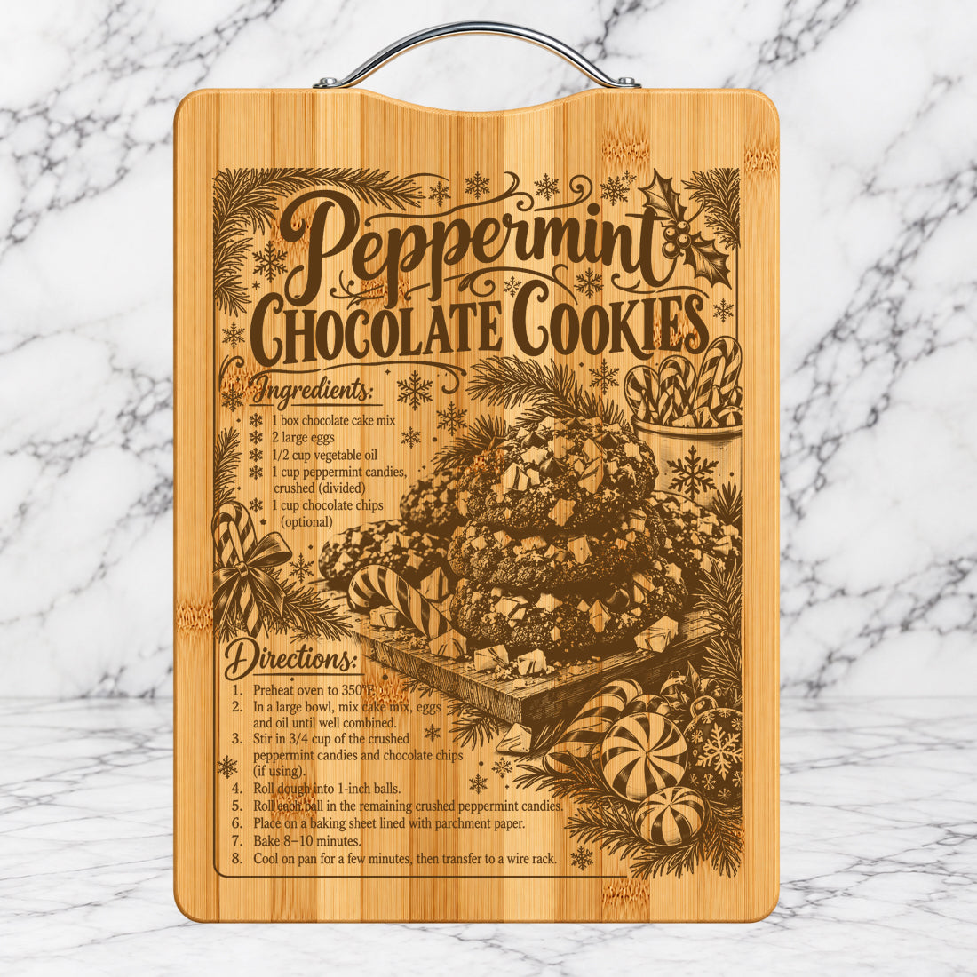 Christmas Chocolate Peppermint Cookies Recipe Cutting Board
