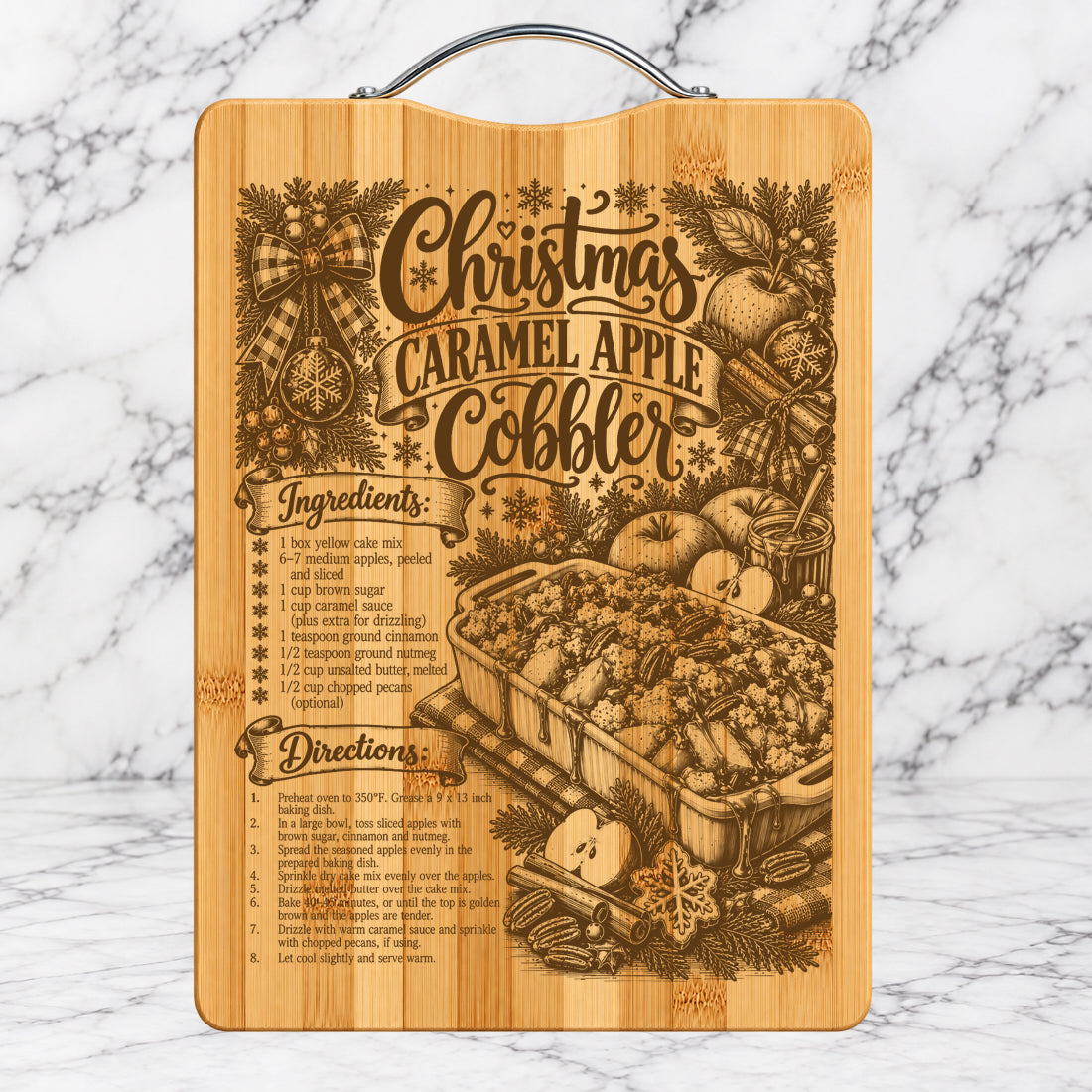 Christmas Caramel Apple Cobbler Recipe Cutting Board