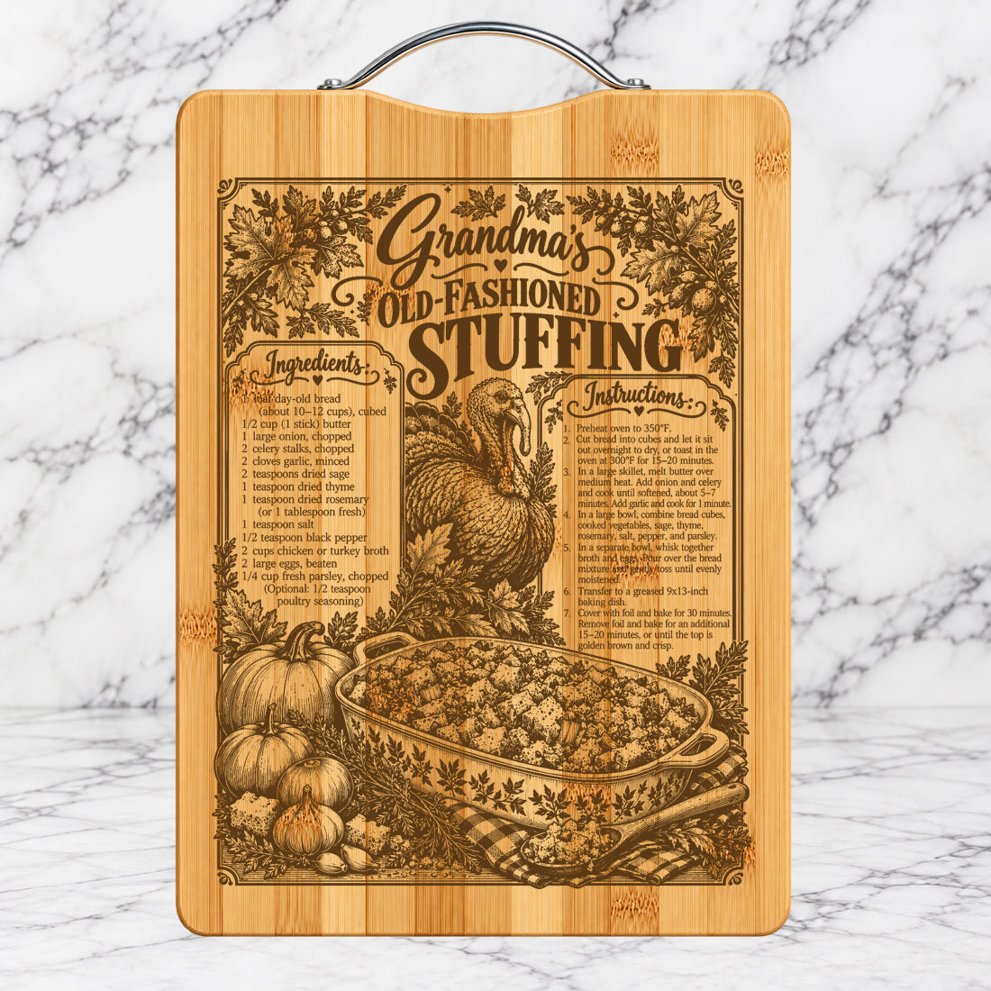 Grandma's Old Fashioned Stuffing Recipe Cutting Board