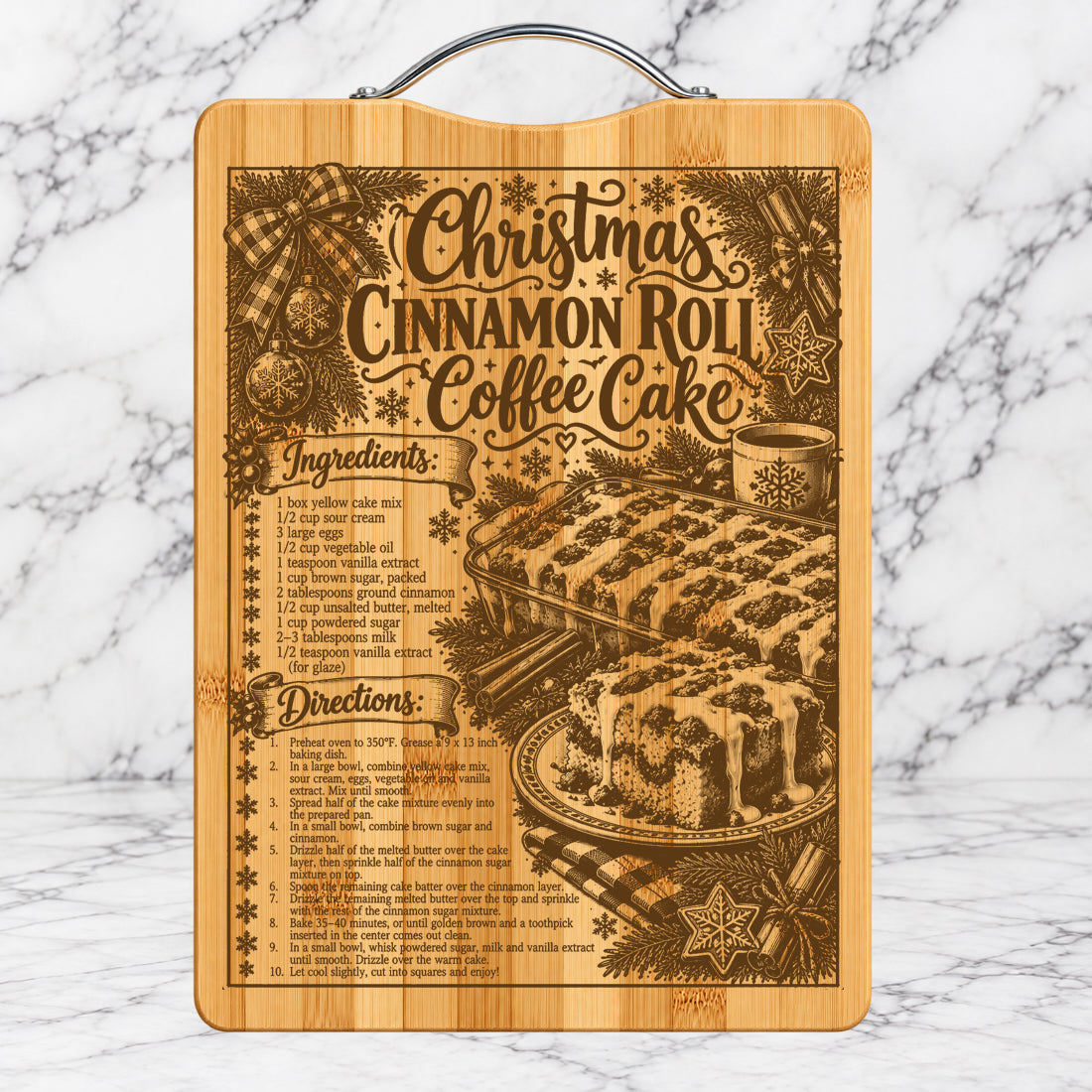 Christmas Cinnamon Roll Coffee Cake Recipe Cutting Board