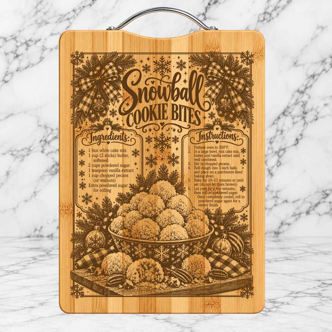 Christmas Snowball Cookie Bites Recipe Cutting Board