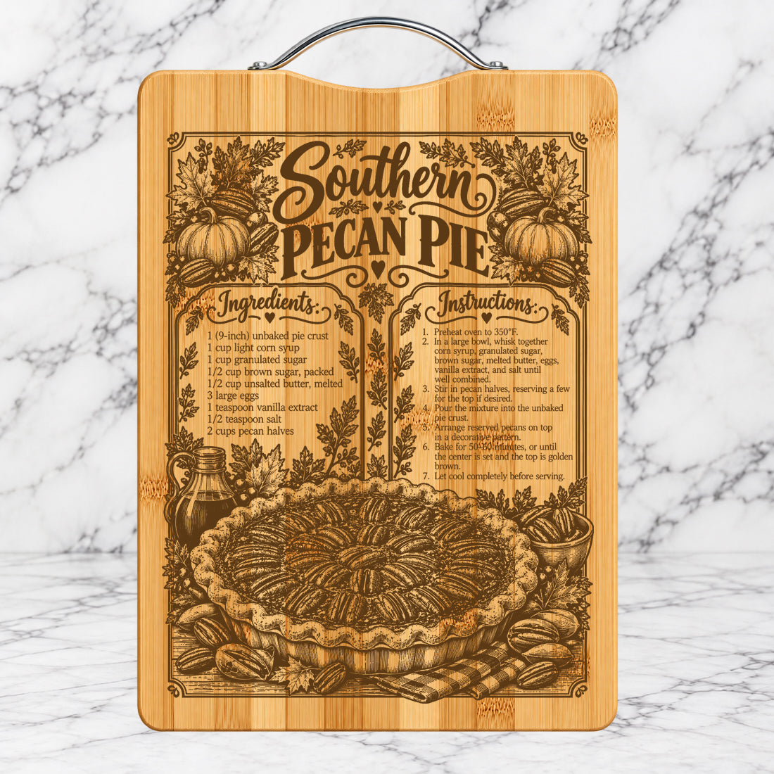 Southern Pecan Pie Recipe Cutting Board