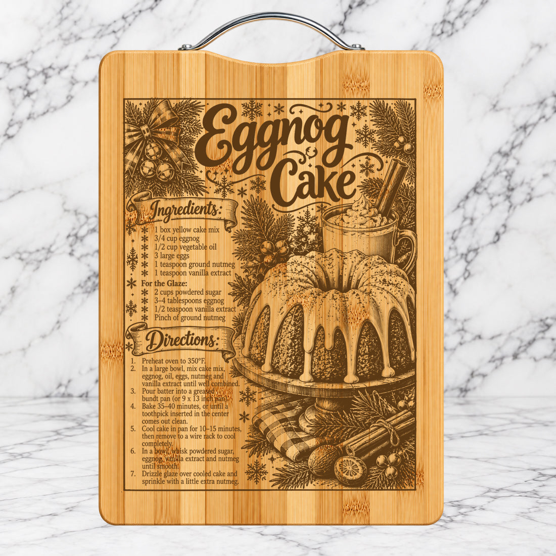 Christmas Eggnog Cake Recipe Cutting Board