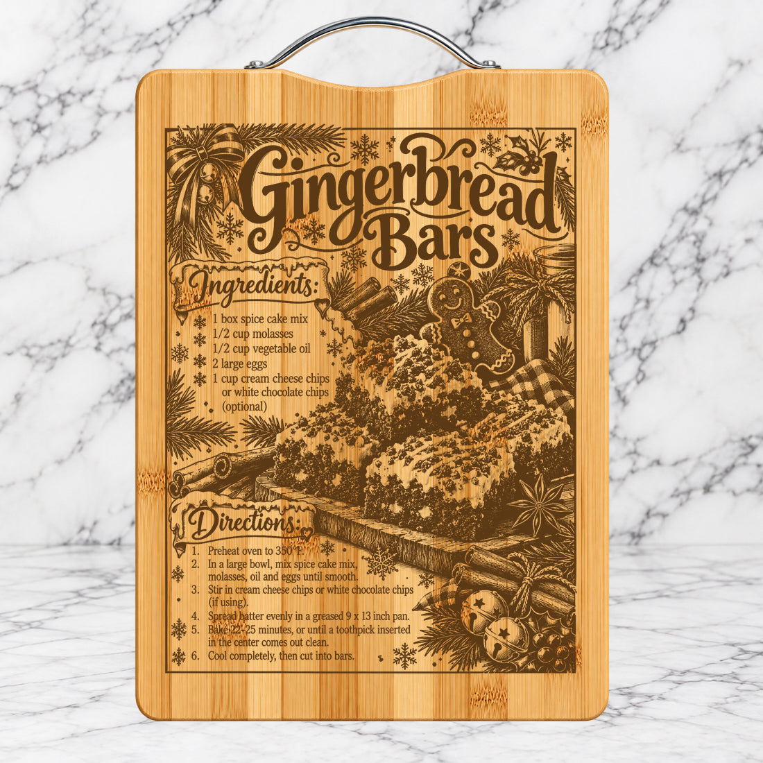Christmas Gingerbread Bars Recipe Cutting Board