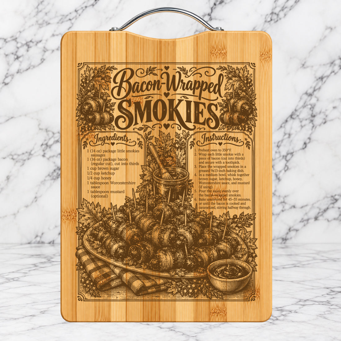 Bacon Wrapped Smokies Recipe Cutting Board