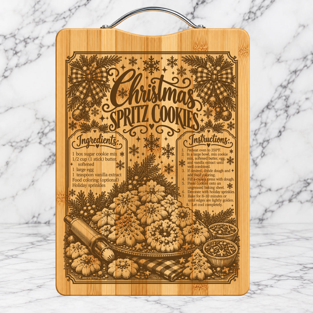 Christmas Spritz Cookies Recipe Cutting Board