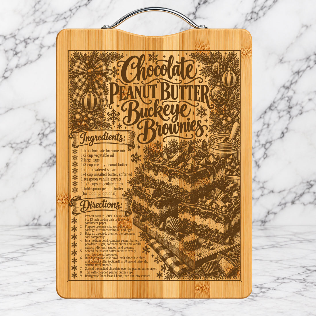 Christmas Chocolate Peanut Butter Buckeye Recipe Cutting Board