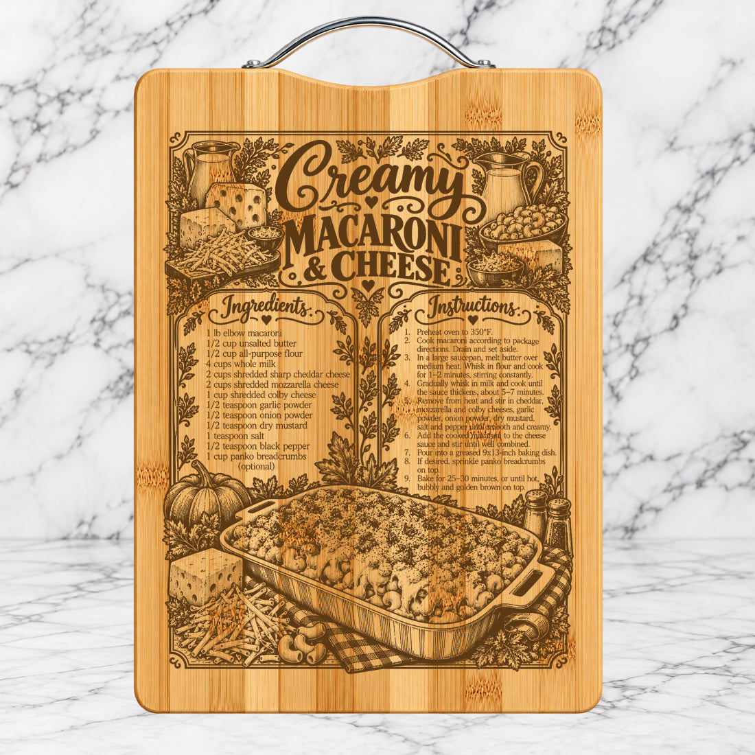 Creamy Mac & Cheese Recipe Cutting Board