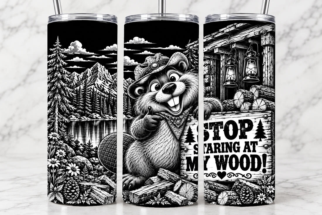 Stop Staring At My Wood 20oz Laser Engraved Tumbler