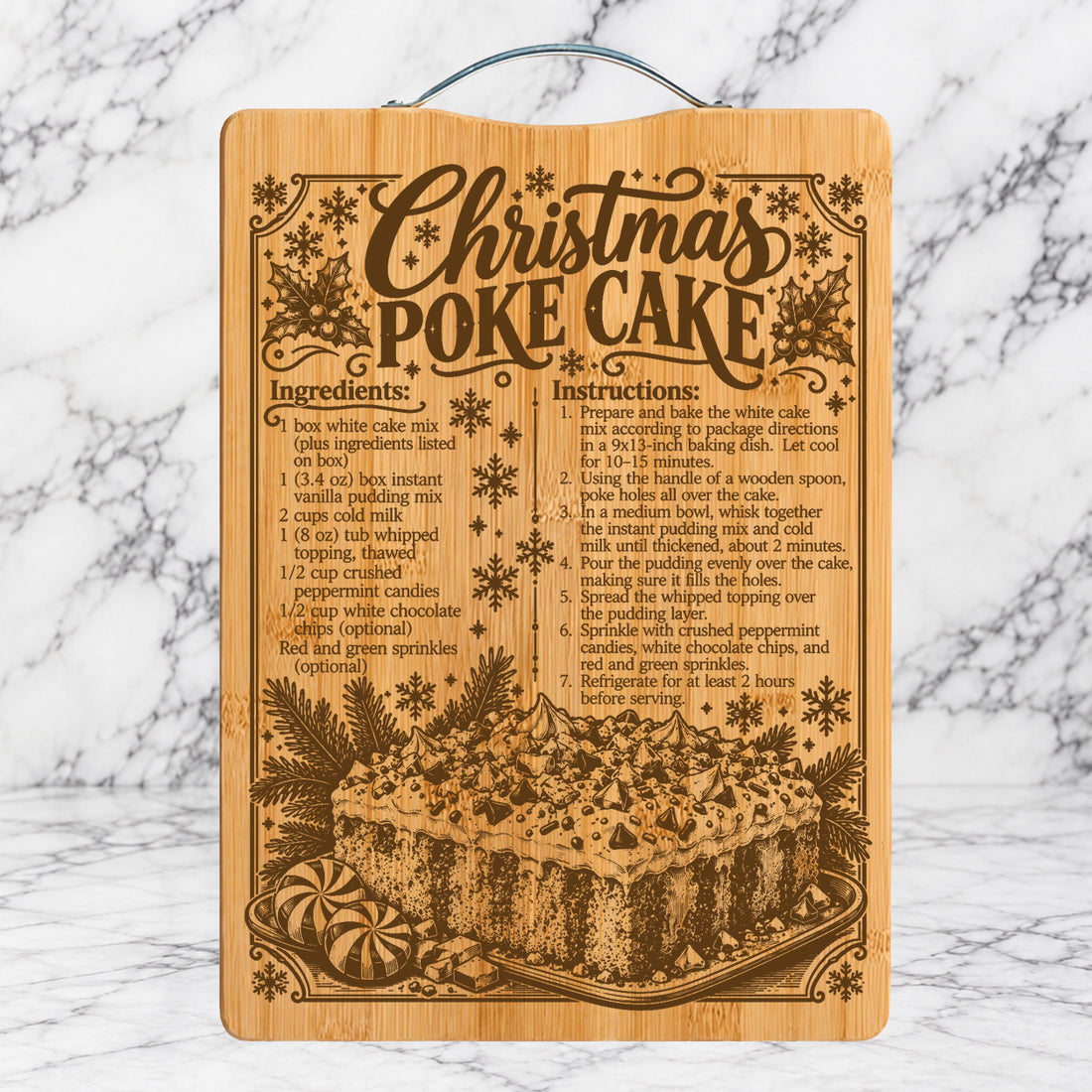 Christmas Poke Cake Recipe Cutting Board