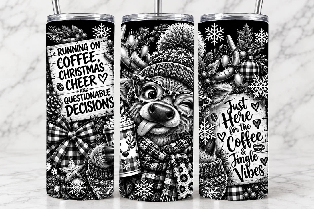 Running on Coffee & Christmas Cheer 20oz Laser Engraved Tumbler