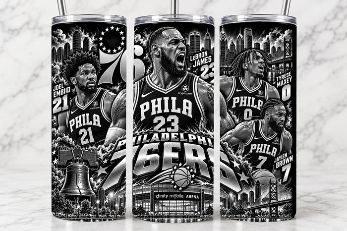 Philadelphia 76ers 20oz Laser Engraved Tumbler