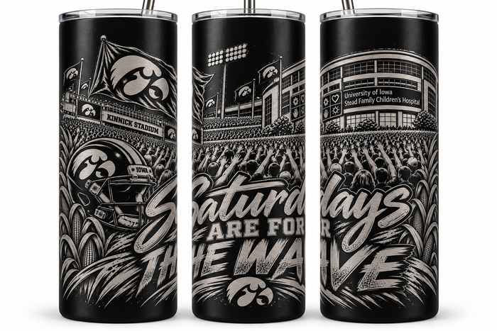 Saturday's Are For The Wave - Iowa Hawkeyes -  20oz Laser Engraved Tumbler