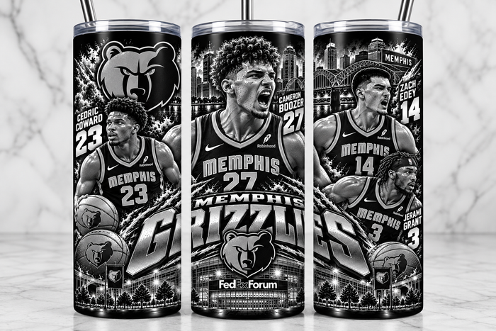 Memphis Grizzles 20oz Laser Engraved Tumbler