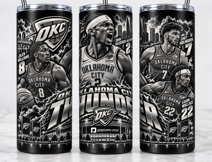 Oklahoma City Thunder 20oz Laser Engraved Tumbler