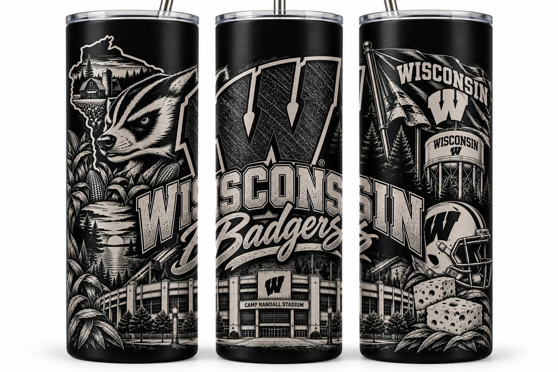 Wisconsin Badgers 20oz Laser Engraved Tumbler