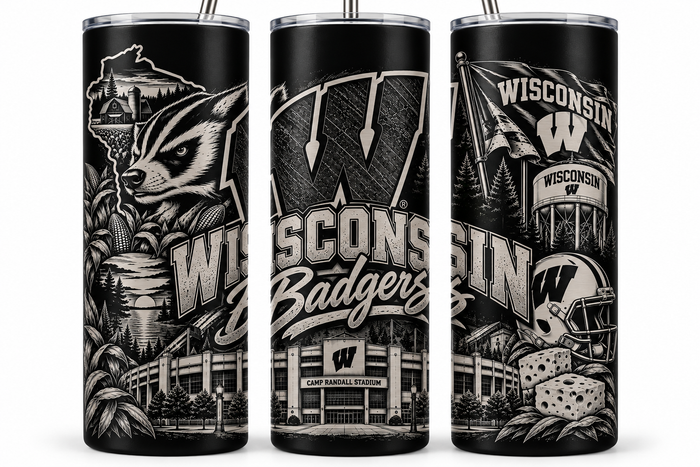 Wisconsin Badgers 20oz Laser Engraved Tumbler