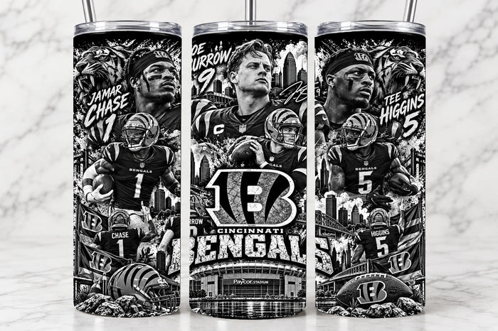 Cincinnati Bengals 20oz Laser Engraved Tumbler