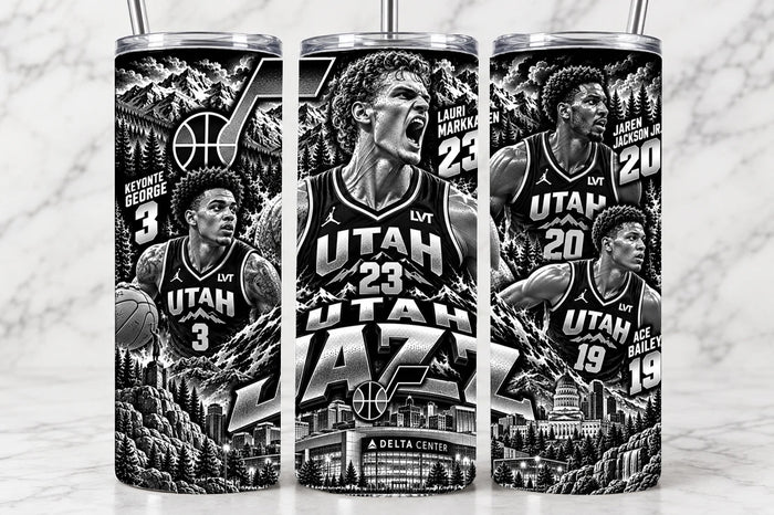 Utah Jazz 20oz Laser Engraved Tumbler