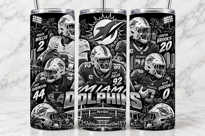 Miami Dolphins 20oz Laser Engraved Tumbler