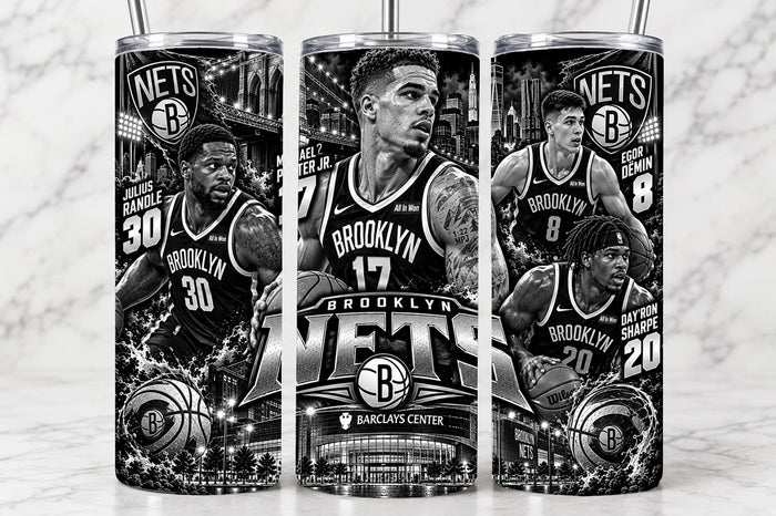 Brooklyn Nets 20oz Laser Engraved Tumbler