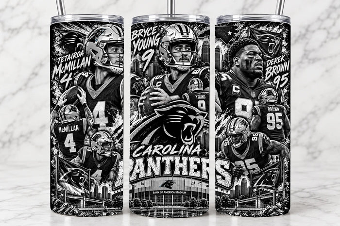 Carolina Panthers 20oz Laser Engraved Tumbler