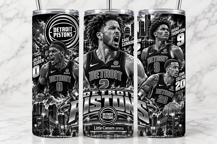 Detroit Pistons 20oz Laser Engraved Tumbler