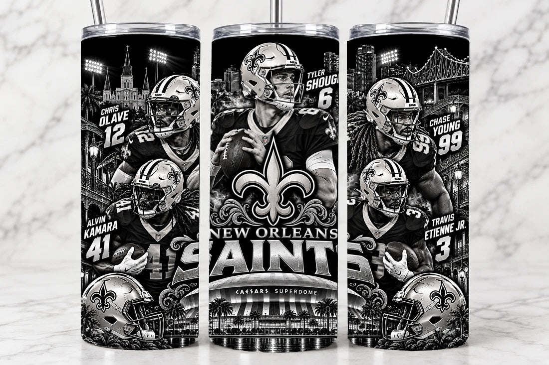 New Orleans Saints 20oz Laser Engraved Tumbler