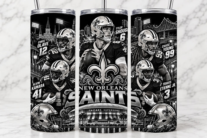 New Orleans Saints 20oz Laser Engraved Tumbler