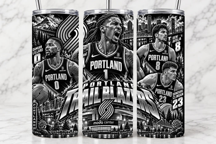 Portland Trailblazers 20oz Laser Engraved Tumbler